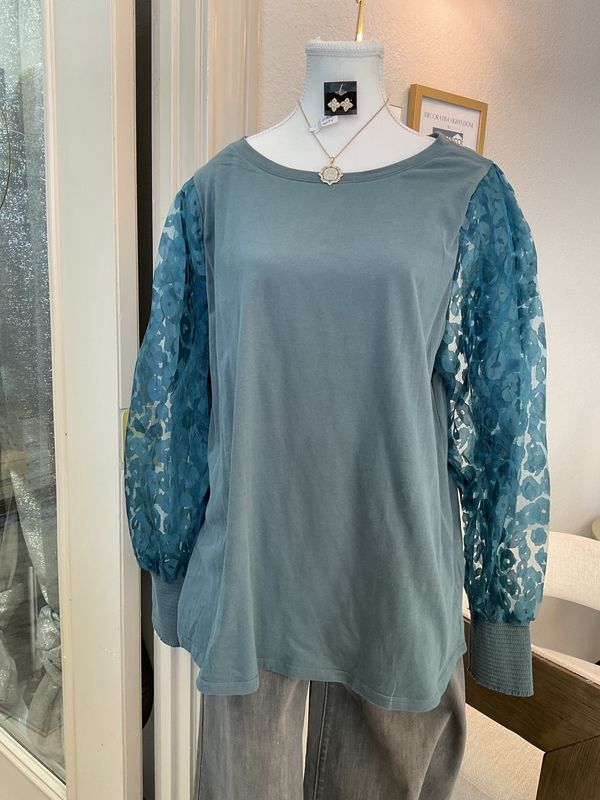 Organza Slvs Knit Body Top