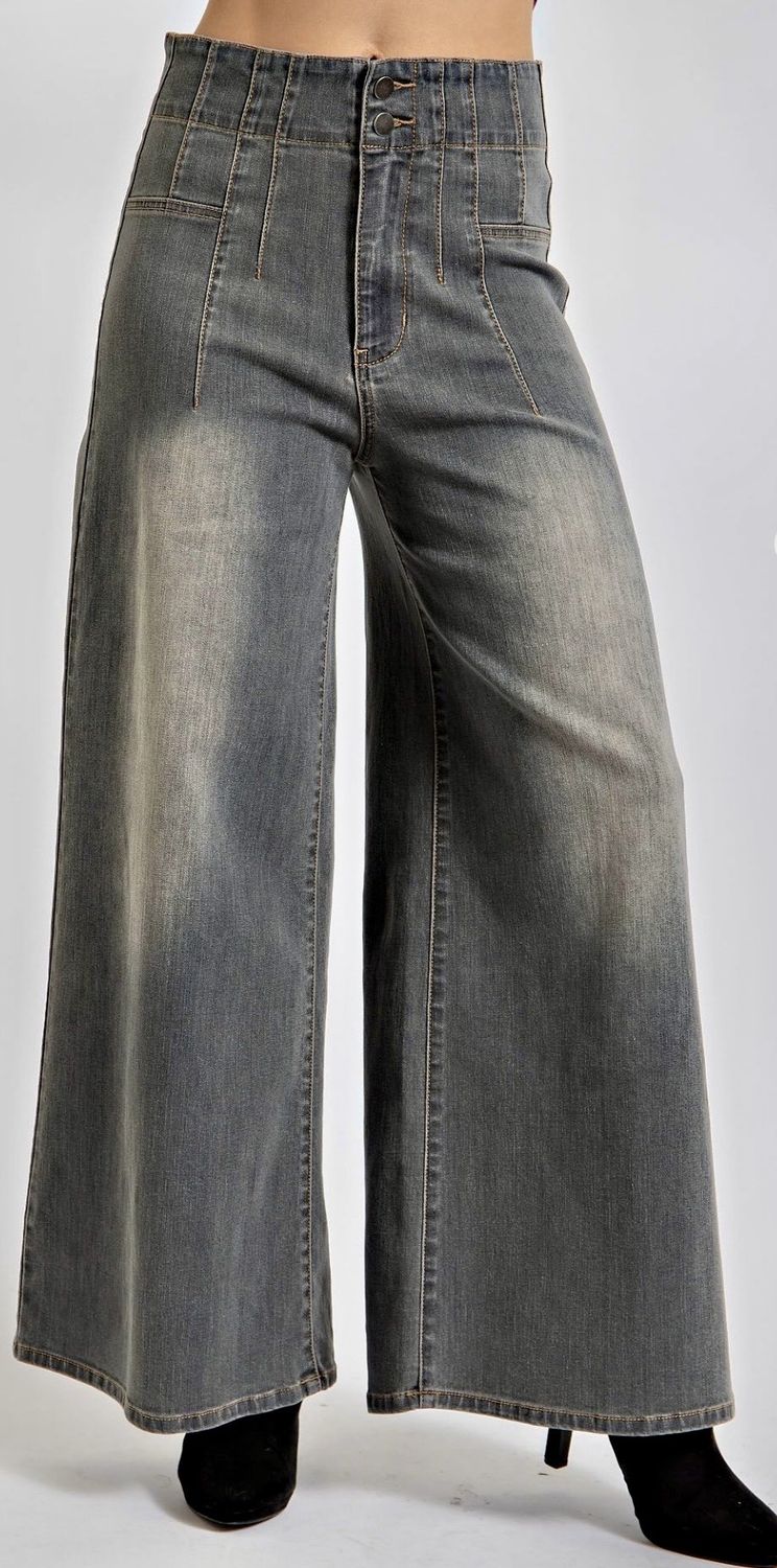 Wide Leg Washed Stretch