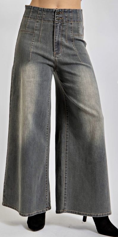 Wide Leg Washed Stretch