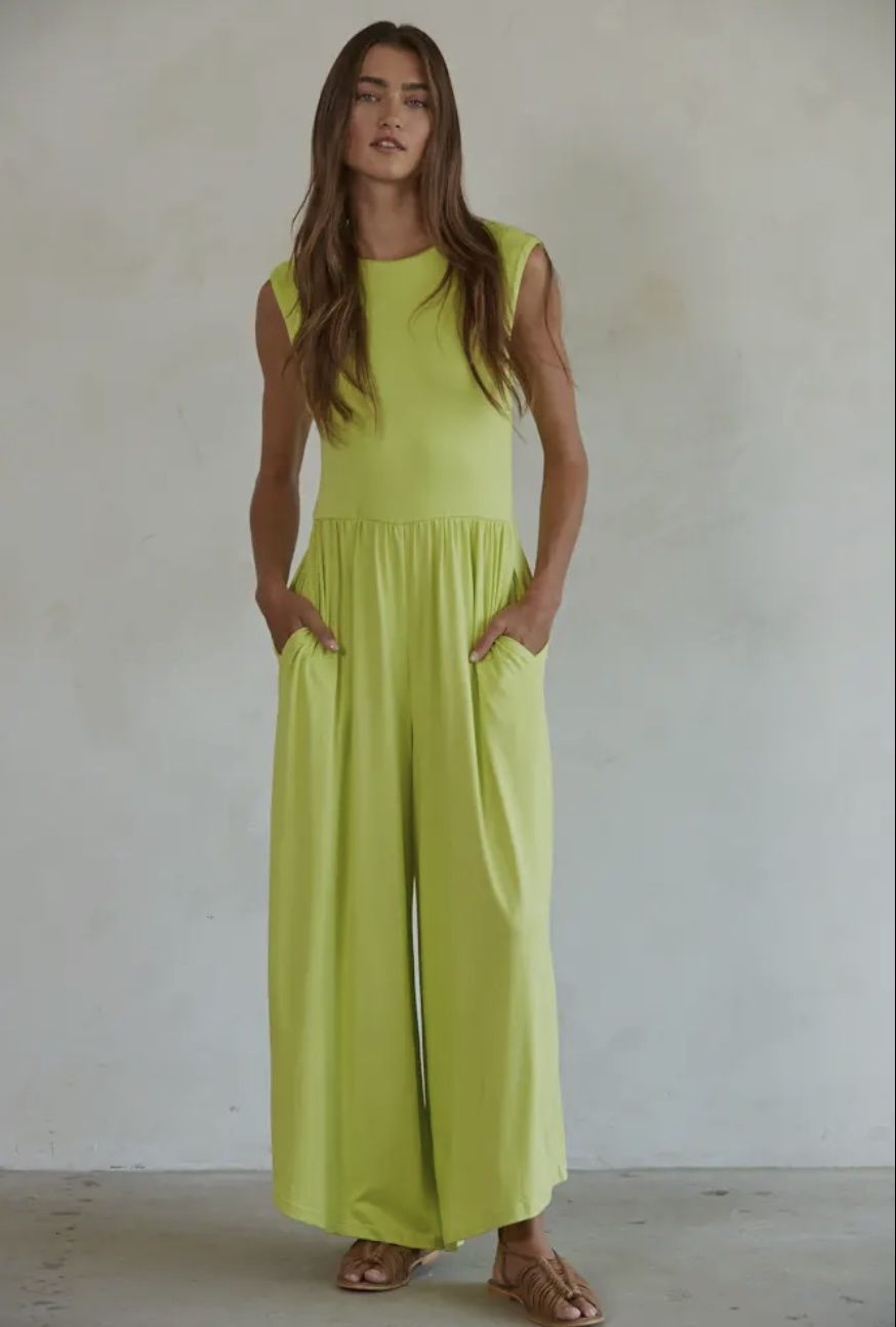Sleeves Open Back Wide Leg Jumpsuit