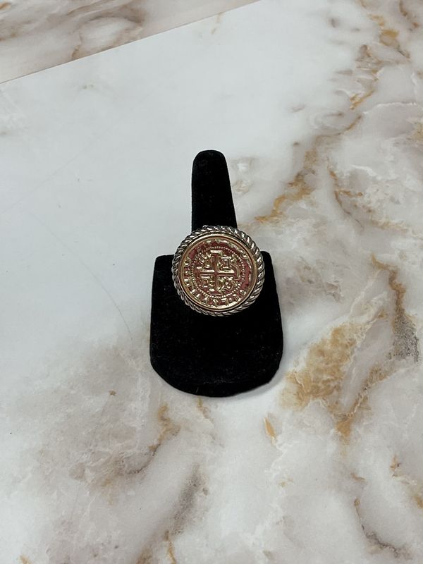 Two Tone Gold Coin Ring