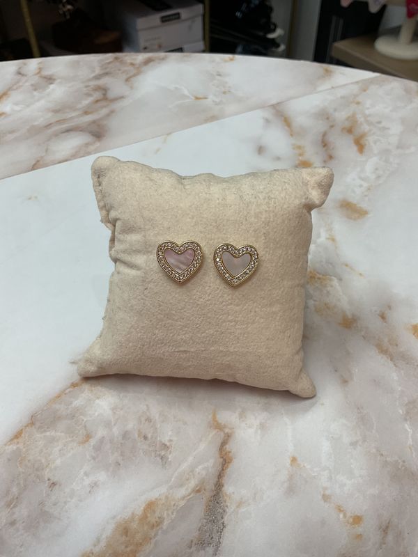 Gold &amp; Pearl Heart Studs