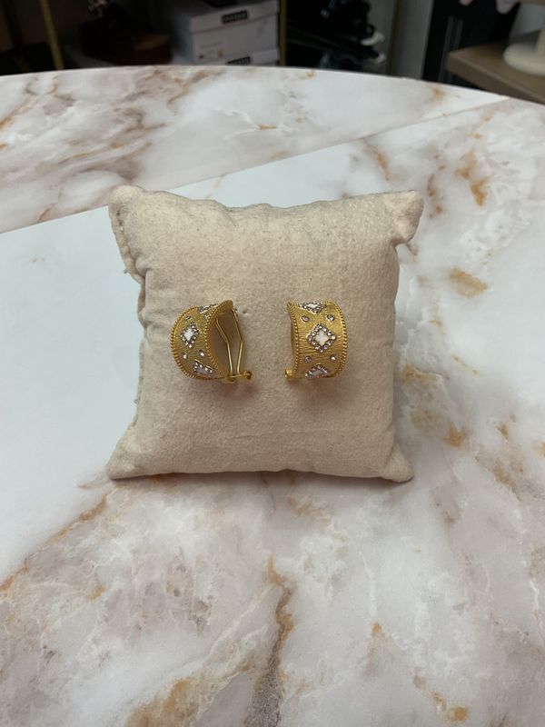 Gold Hoops w/  Clover &amp; CZ