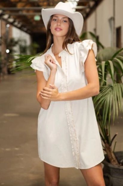 Snow Washed Button Down Mini Dress