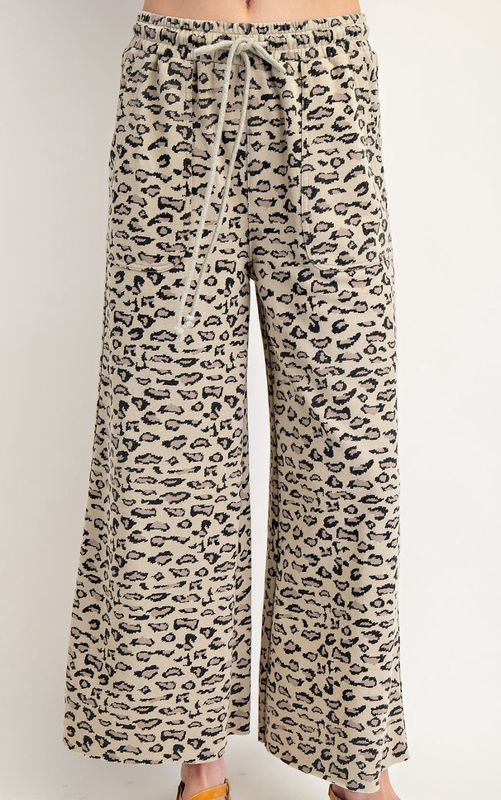 Animal Print Wide Leg Pants