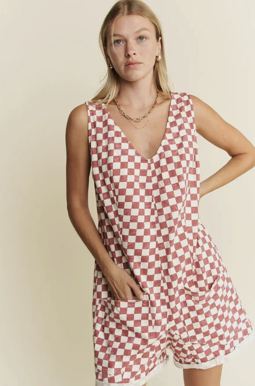 Checkered Print Romper