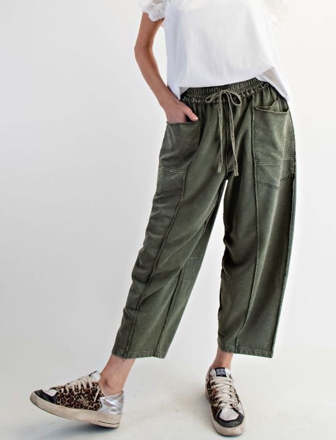 Mineral Washed Terry Barrel Pants
