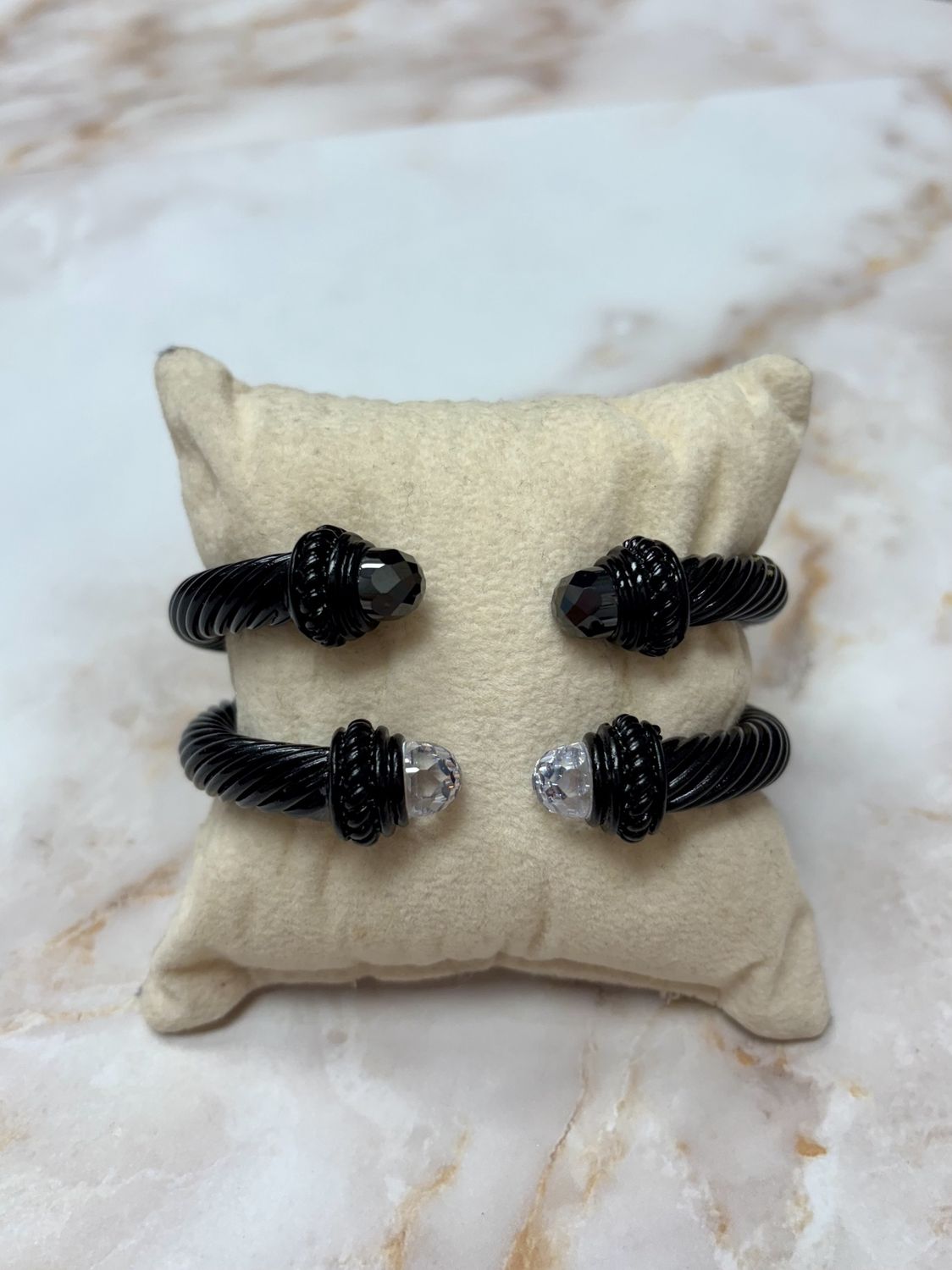 All Black Cable Bracelet w/ stones