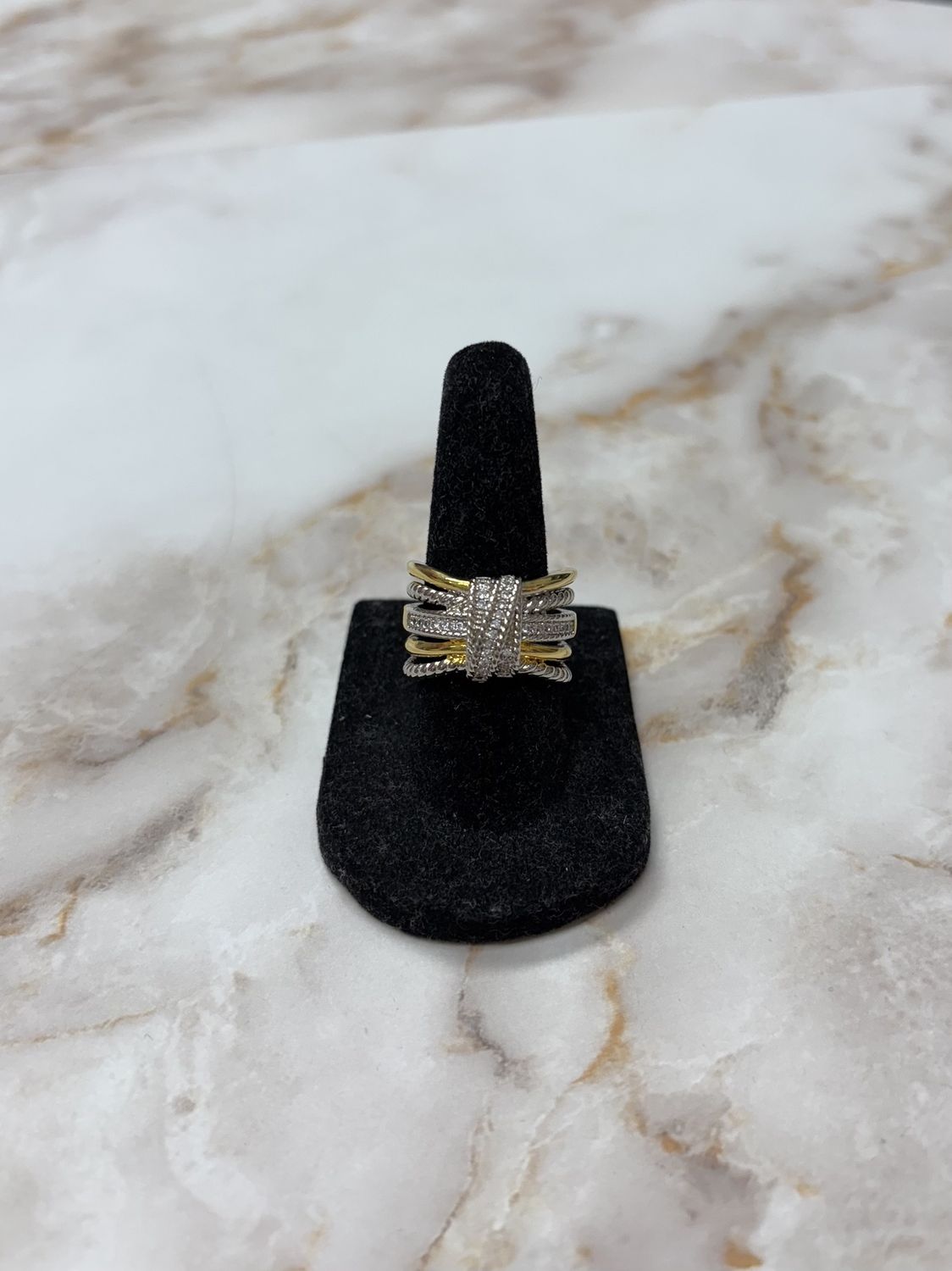 Wide Two Tone Cable Band