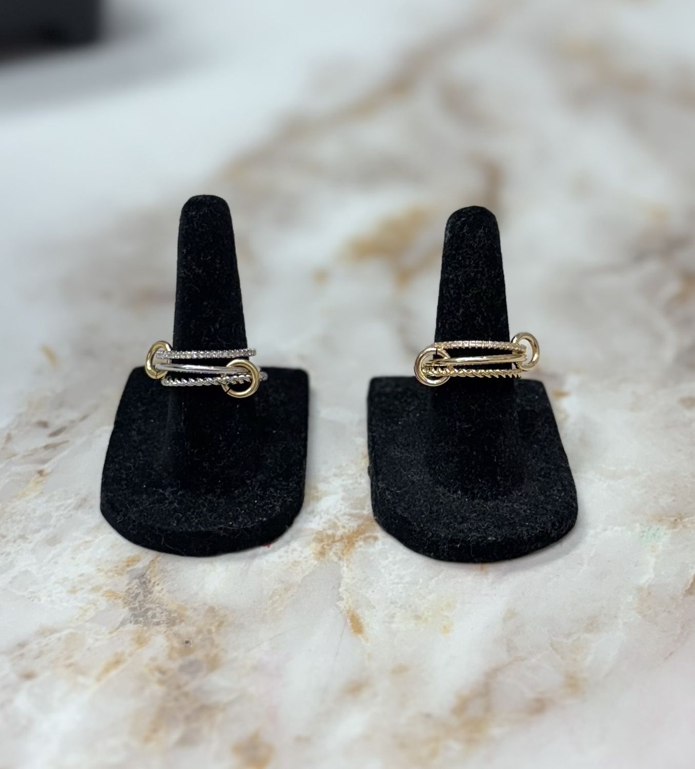 Rhinestone Three Ring Stack