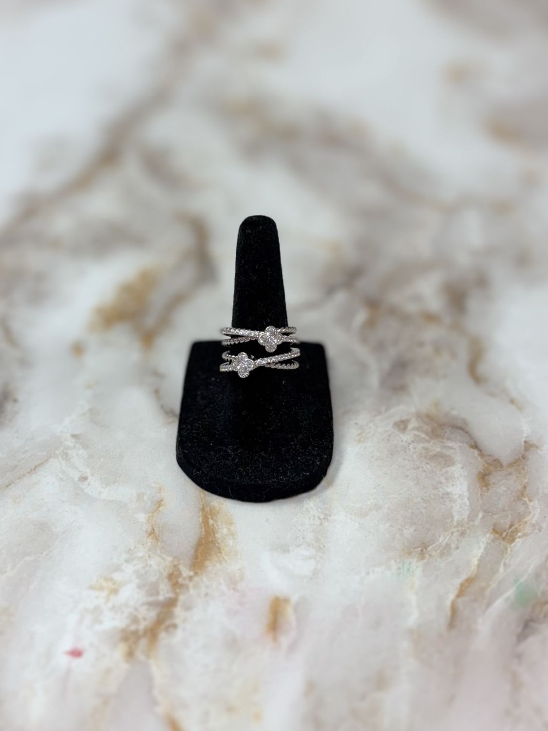 CZ Clover Stack Ring
