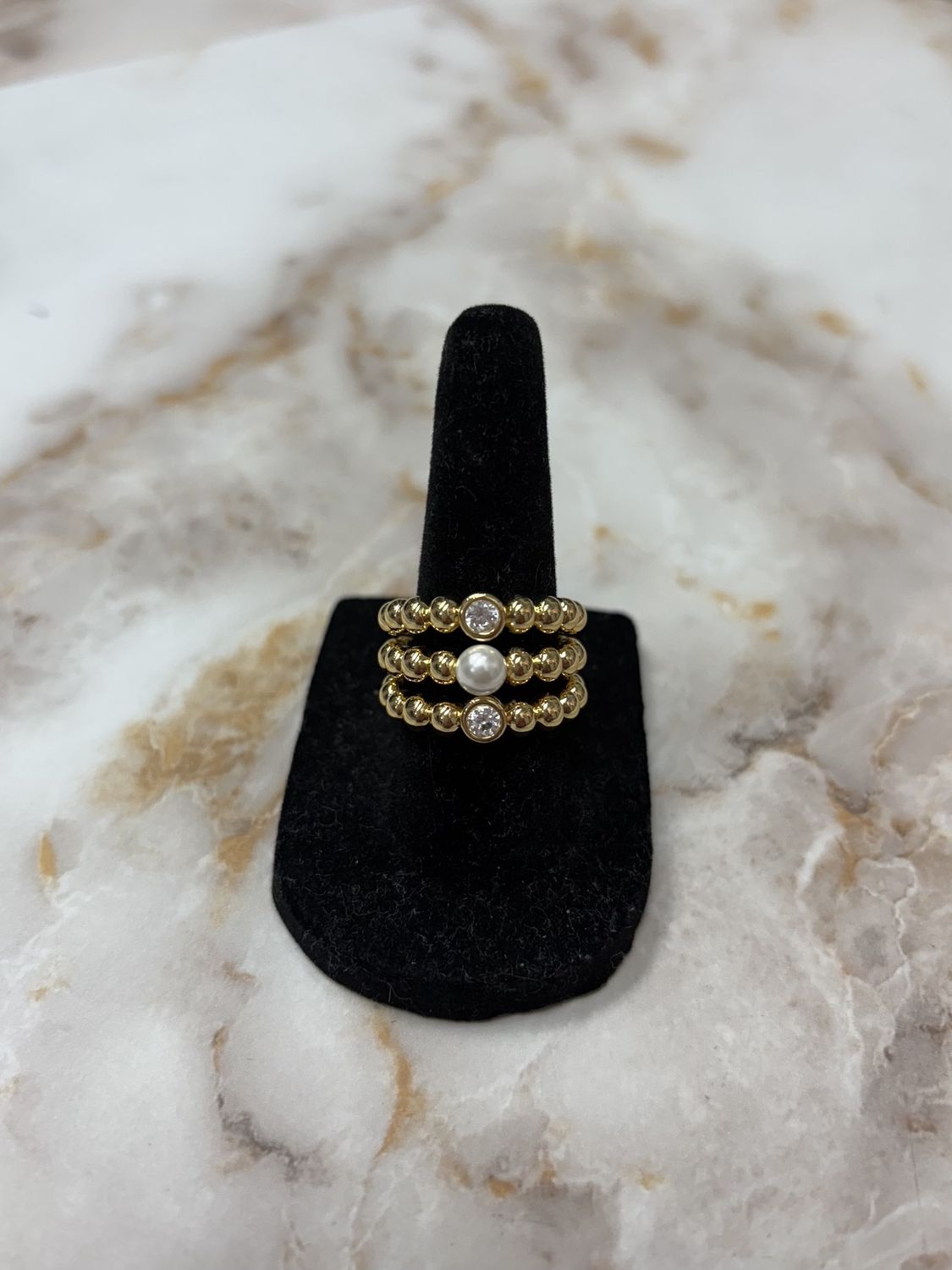 Pearl/Cz Stack Ring