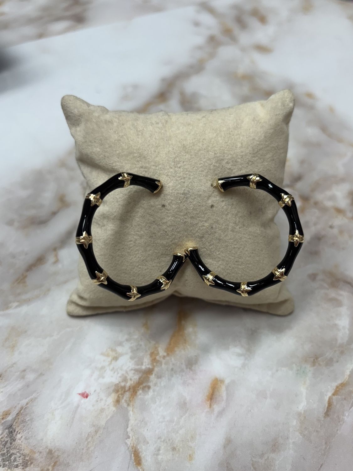 Black &amp; Gold Bamboo Hoops