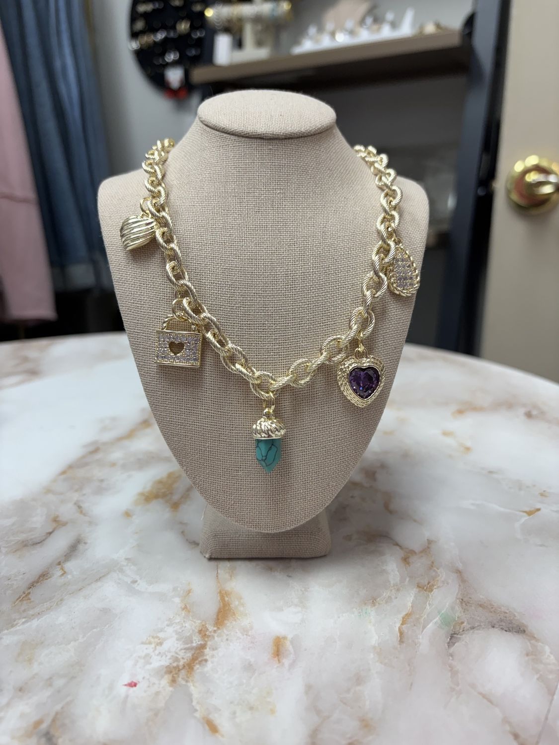 Cable Chain Charm Necklace