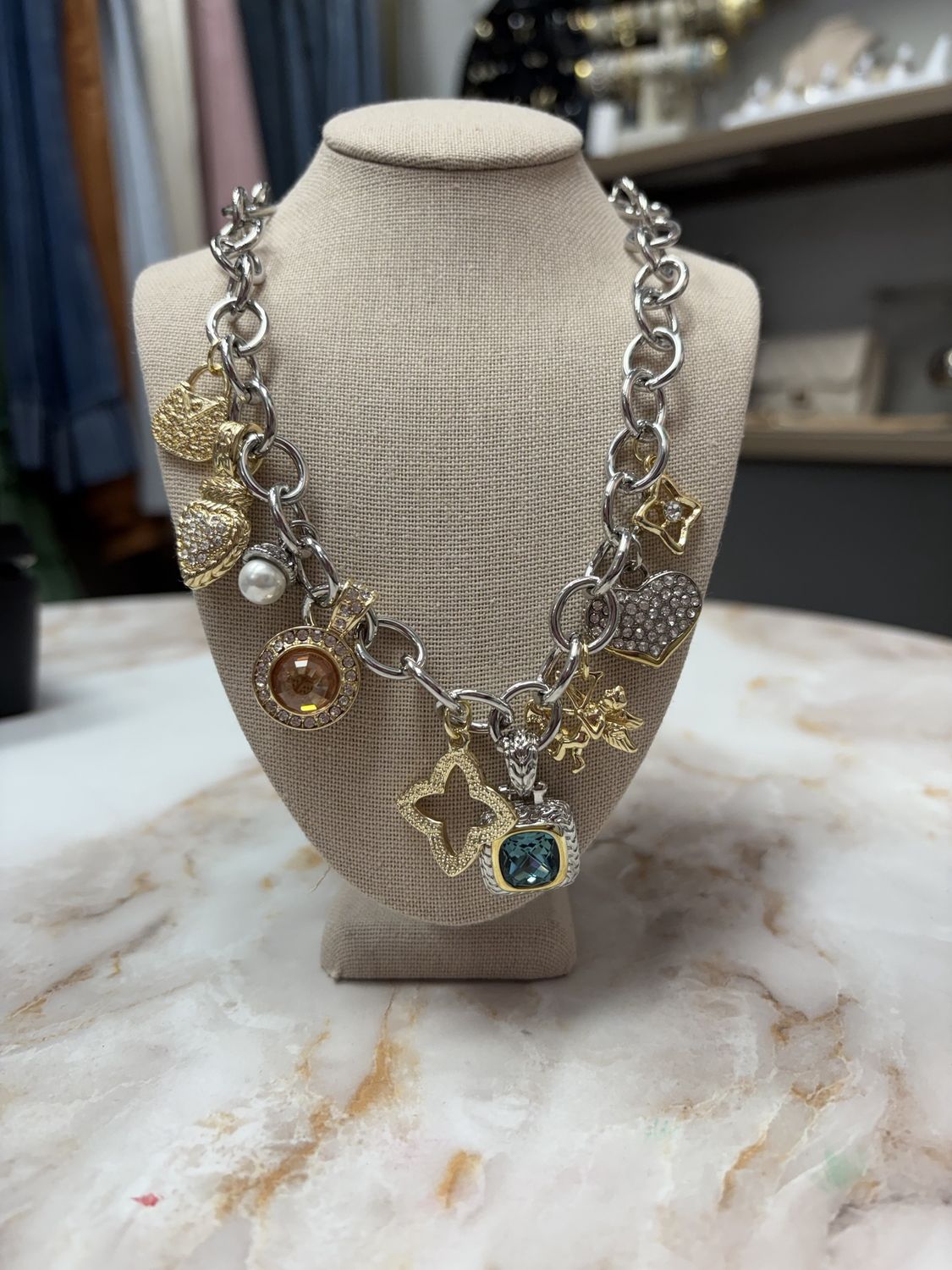 Two Tone Charm Necklace