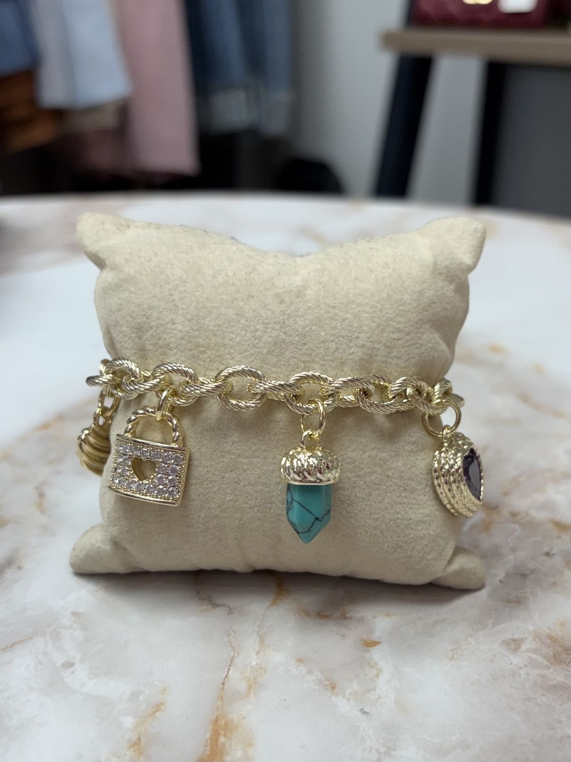 Cable Chain Charm Bracelet JB3111-GMULTI