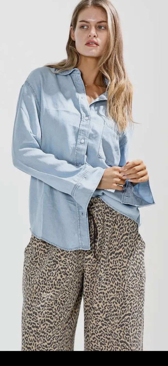 Light Denim Washed Out Button Down