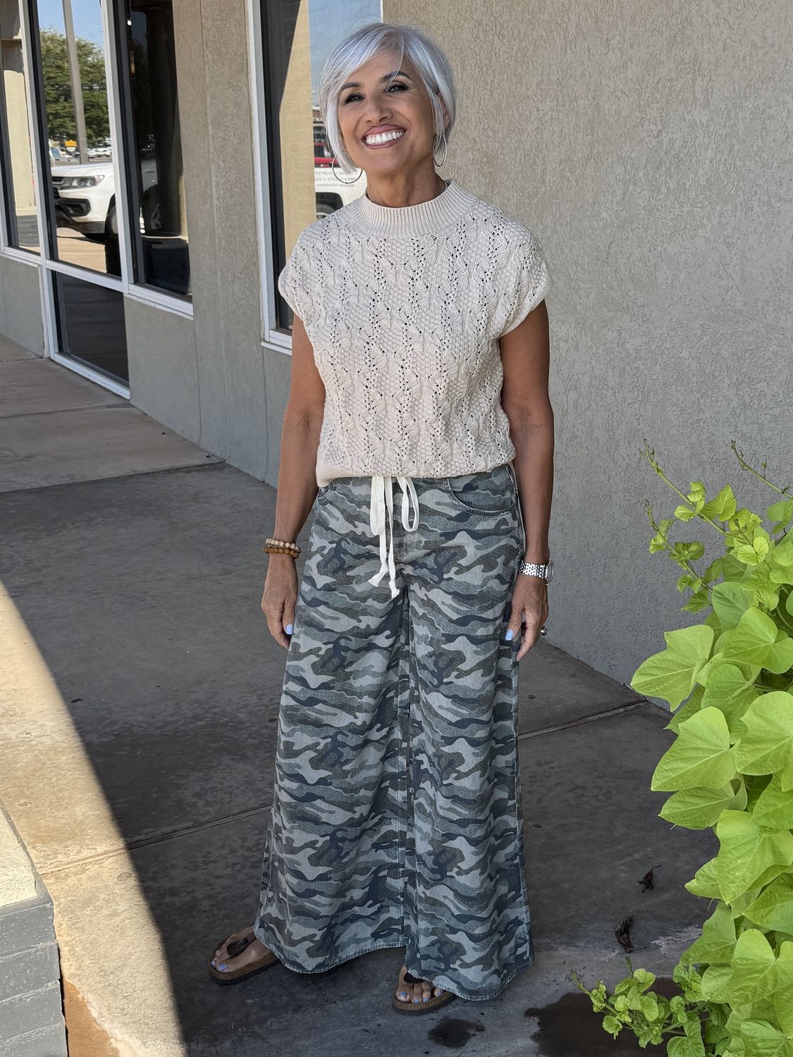Waist Drawstring Wide Camo Pants