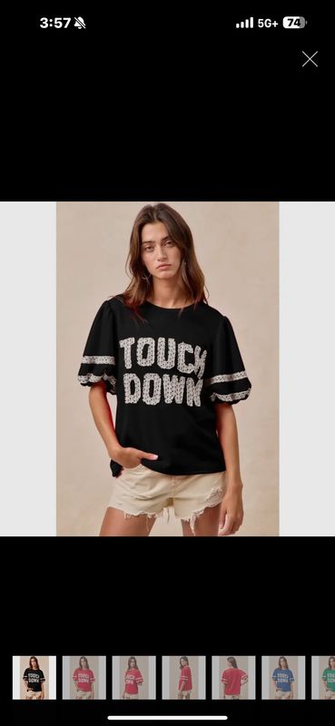 Game Day Theme Sleeve Top with Touch Down Patchwork