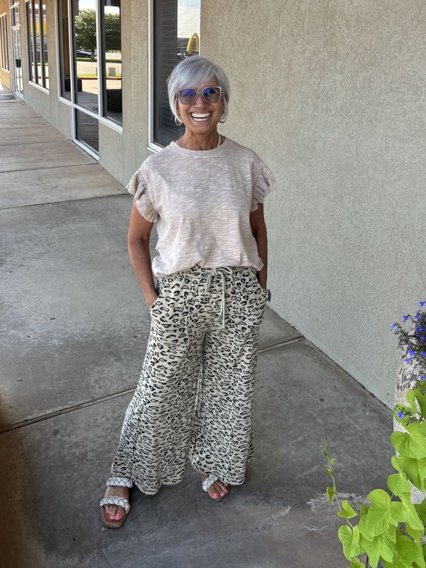 Animal Print Wide Leg Pants