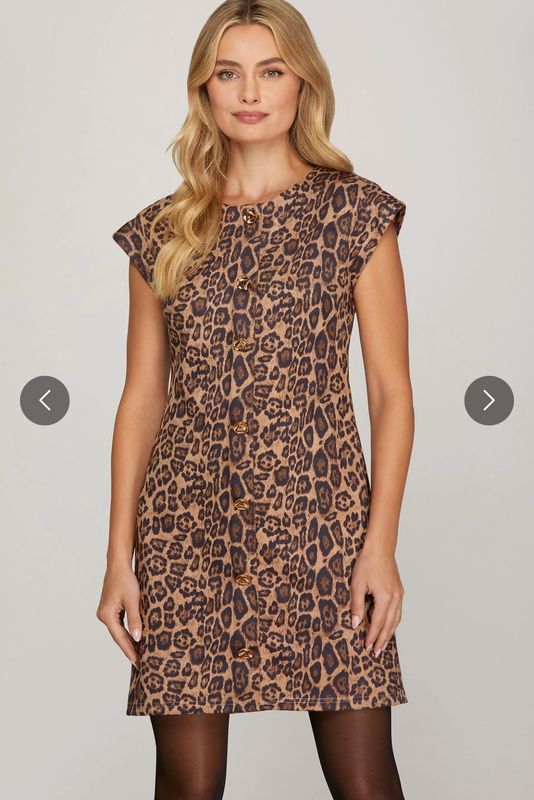 Short Sleeve Animal Print Dress