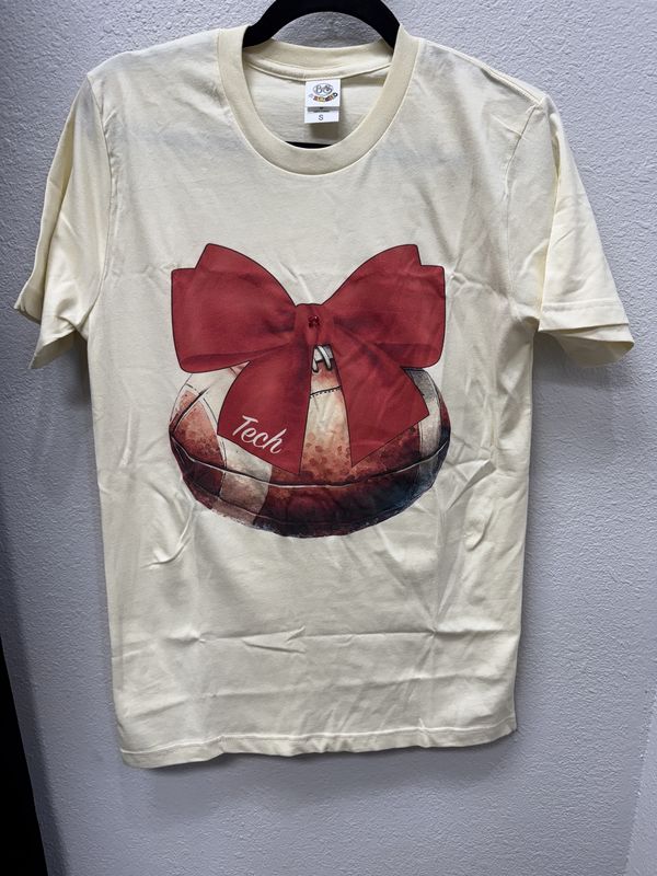 Red Bow Football With Tech underneath