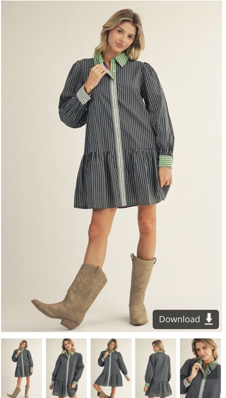 Long Sleeve Button Down Stripe Dress