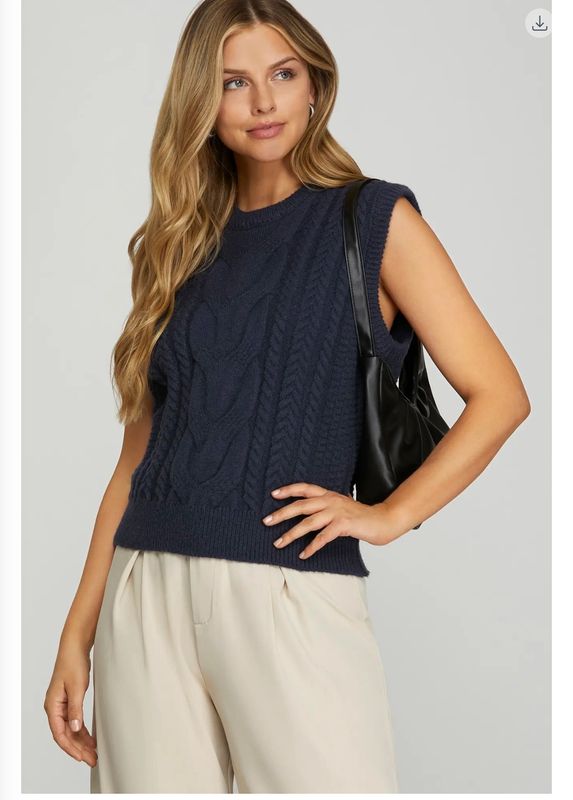Sleeveless Cable Sweater Vest