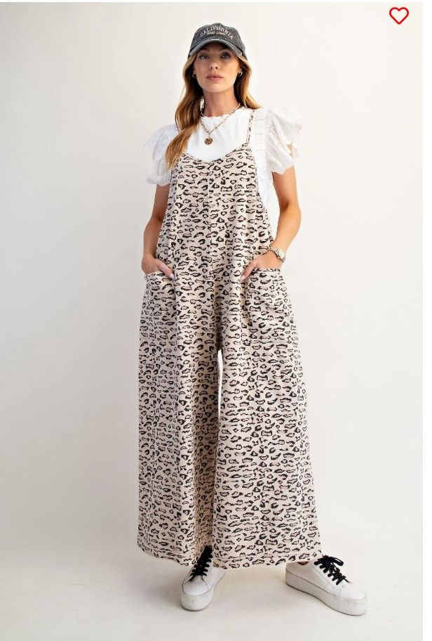 Animal Printed Terry Knit Romper