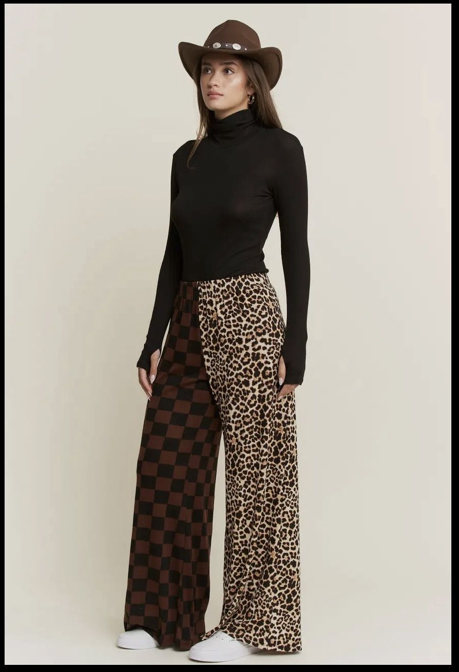 Plus Size Split Decision Leopard Checkered Pants