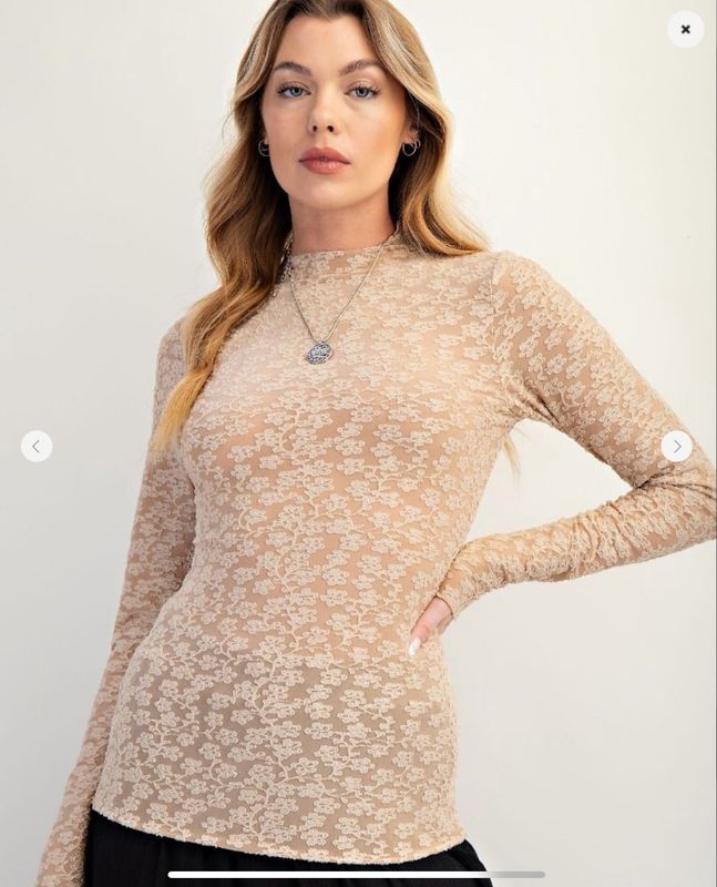 Lace Burnout Fitted Top