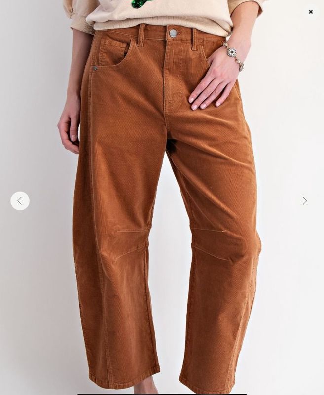 Stretch Corduroy Barrel Pants