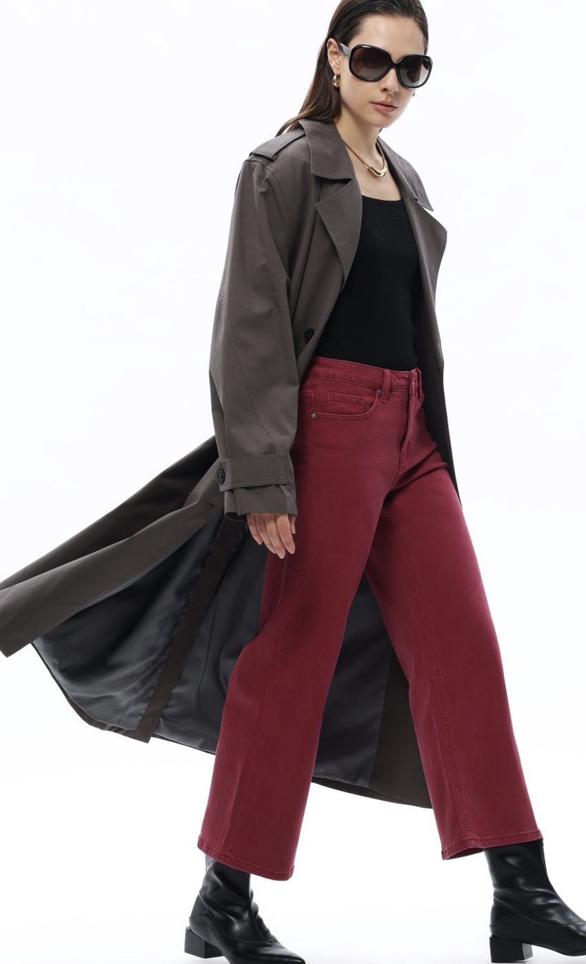Wine Mid Rise Straight Leg Jeans