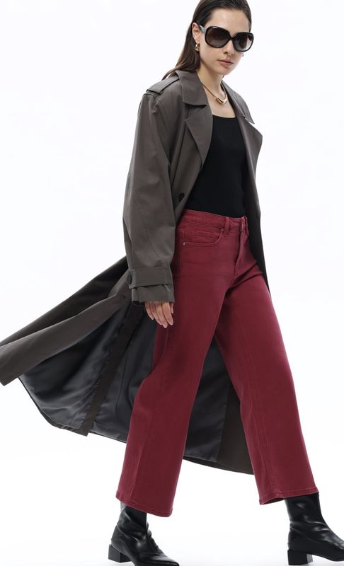 Wine Mid Rise Straight Leg Jeans