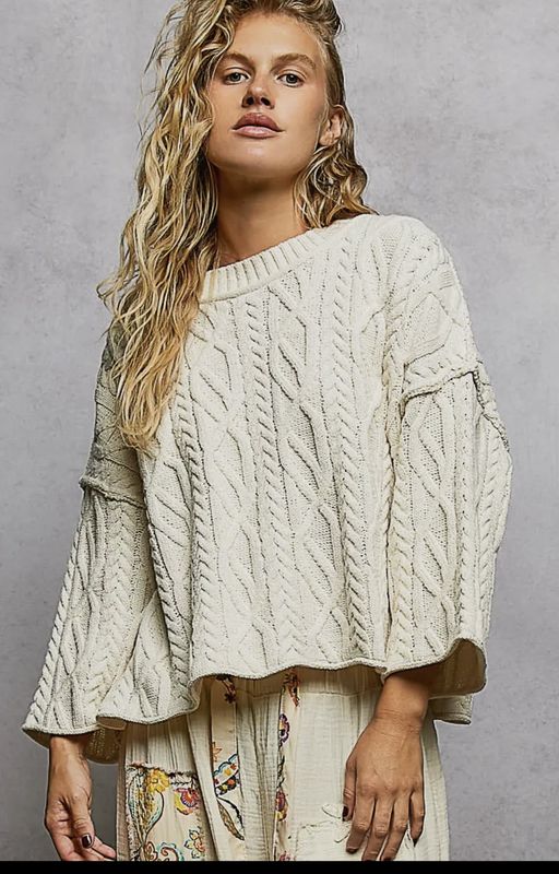 Cozy Cable Knit Cropped Pullover Sweater