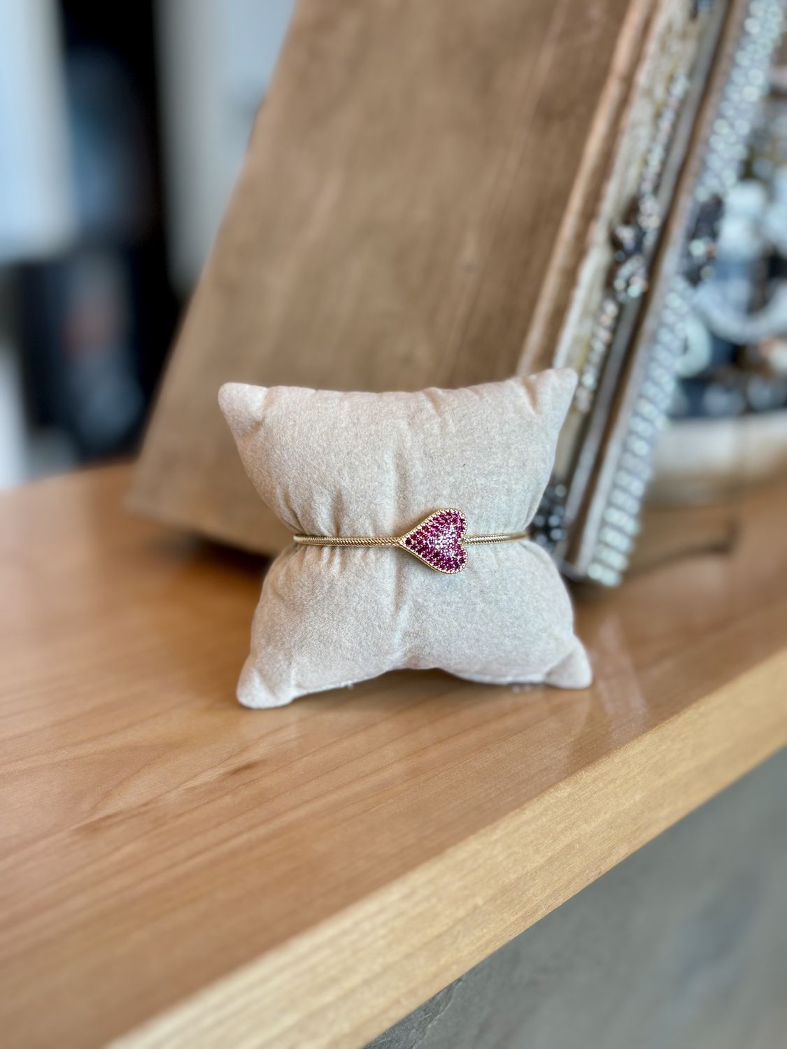 Gold Rose Pave Heart Bracelet