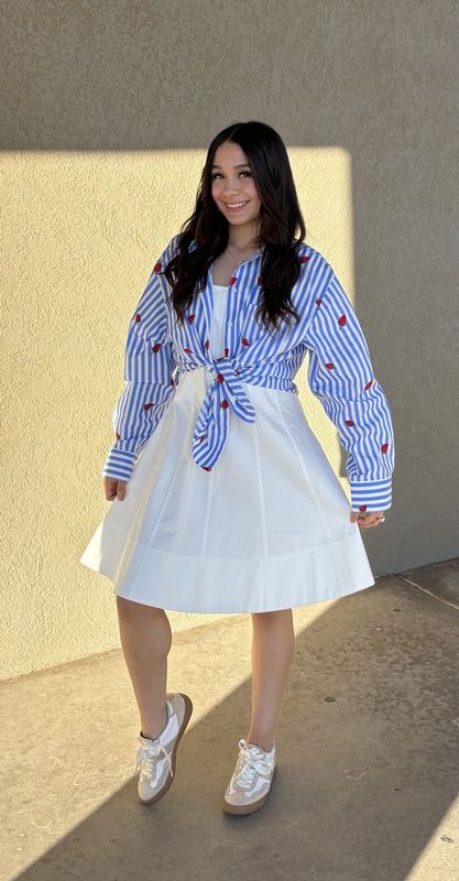 Strawberry Embroidery Button Down Blouse