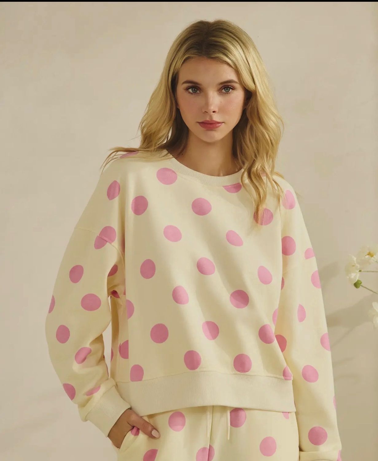 Polka Dot Sweatshirt and Short Set