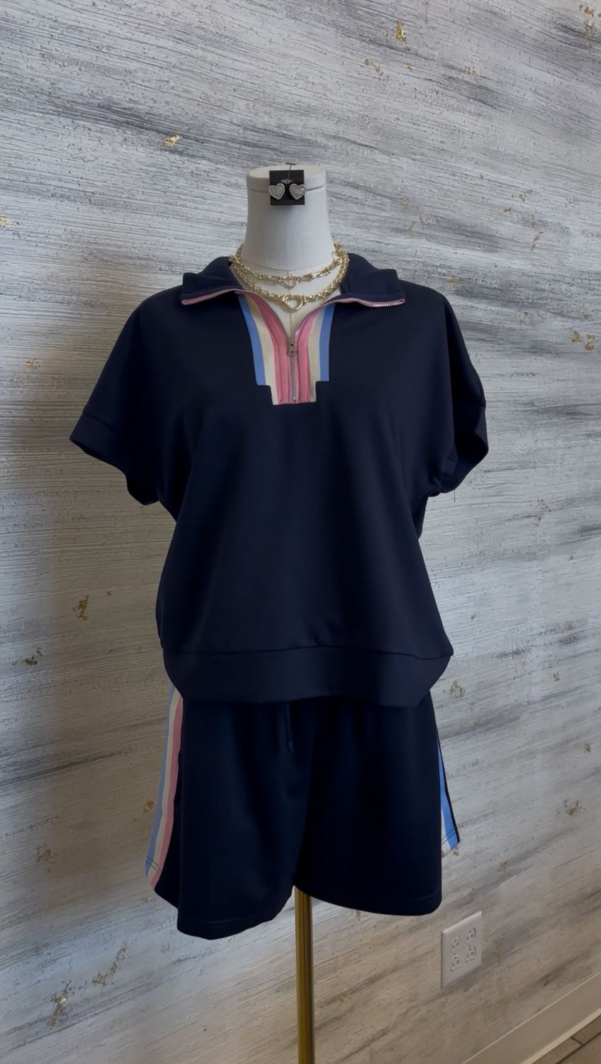 Navy Short Set
