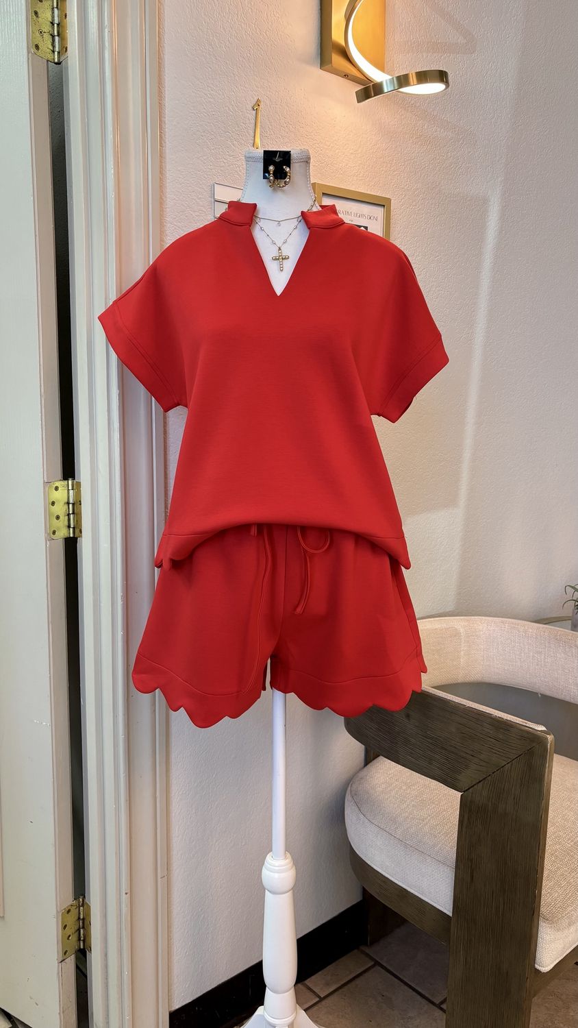 Red Shorts Set