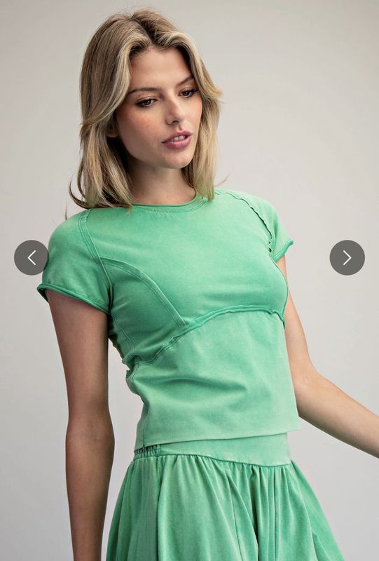 Mineral Washed Solid Cropped T-Shirt
