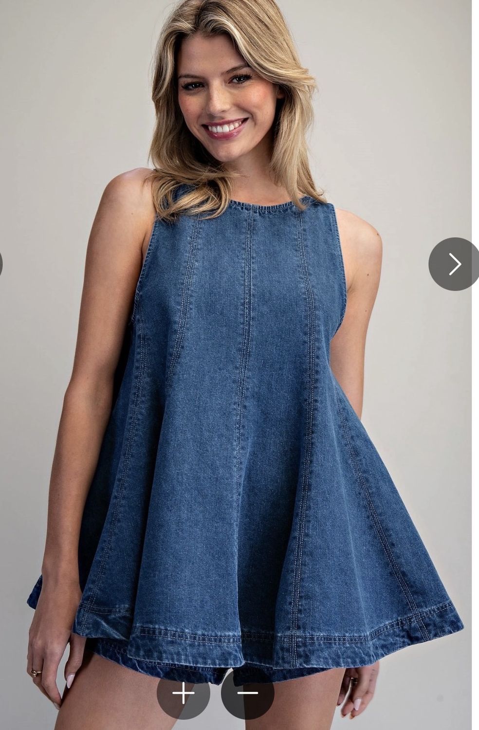 Sleeveless Flared A-Line Denim Top