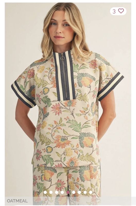 Oatmeal Floral Top