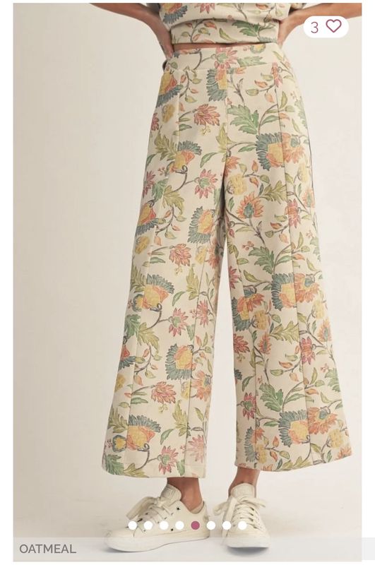 Oatmeal Floral Pants
