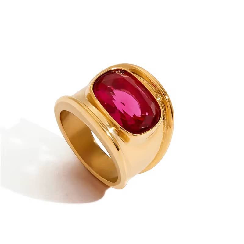 Pink Statement Ring Water Resistant, Size: 7