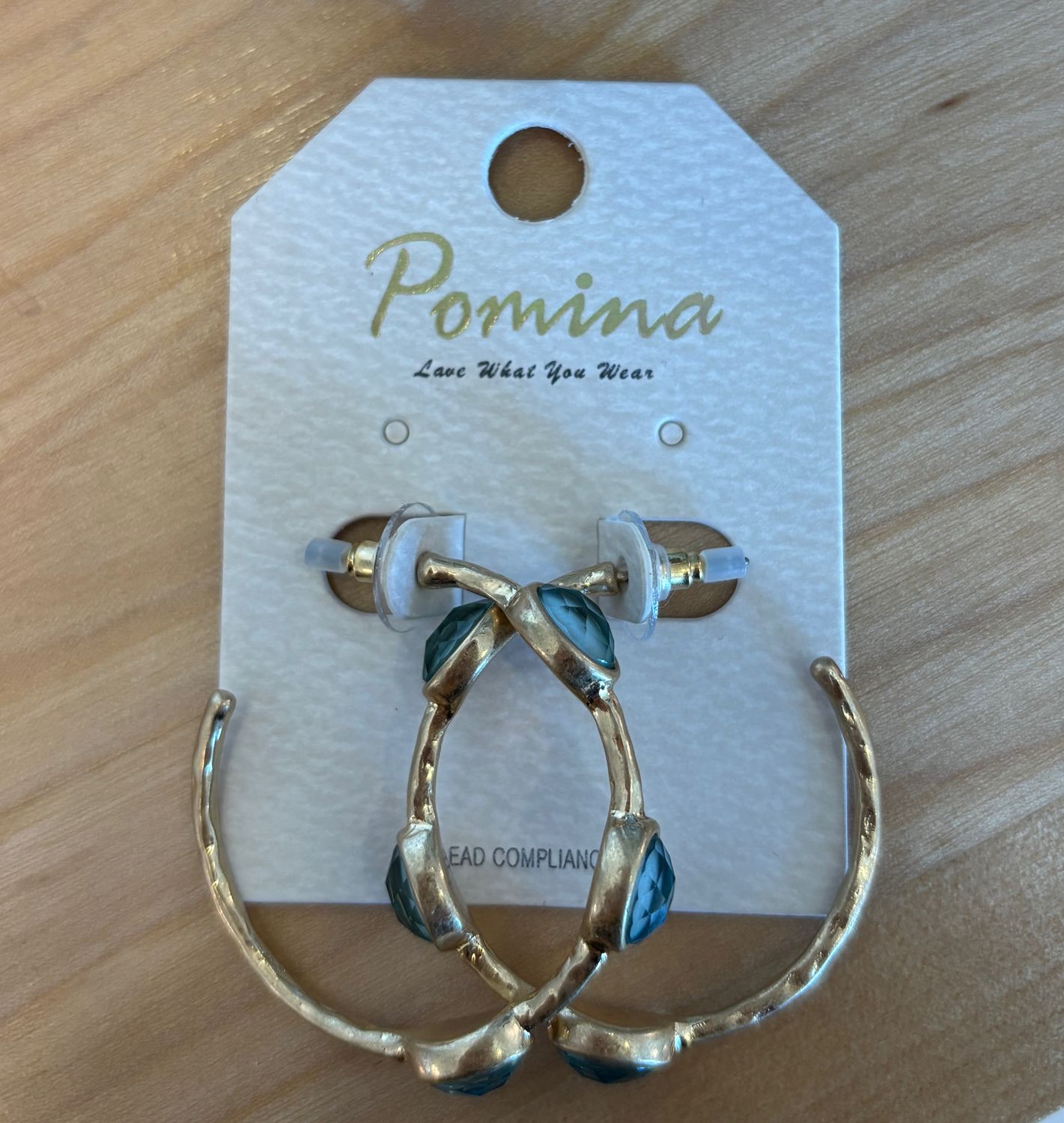 Bamboo Hoop Earrings w/ Stones