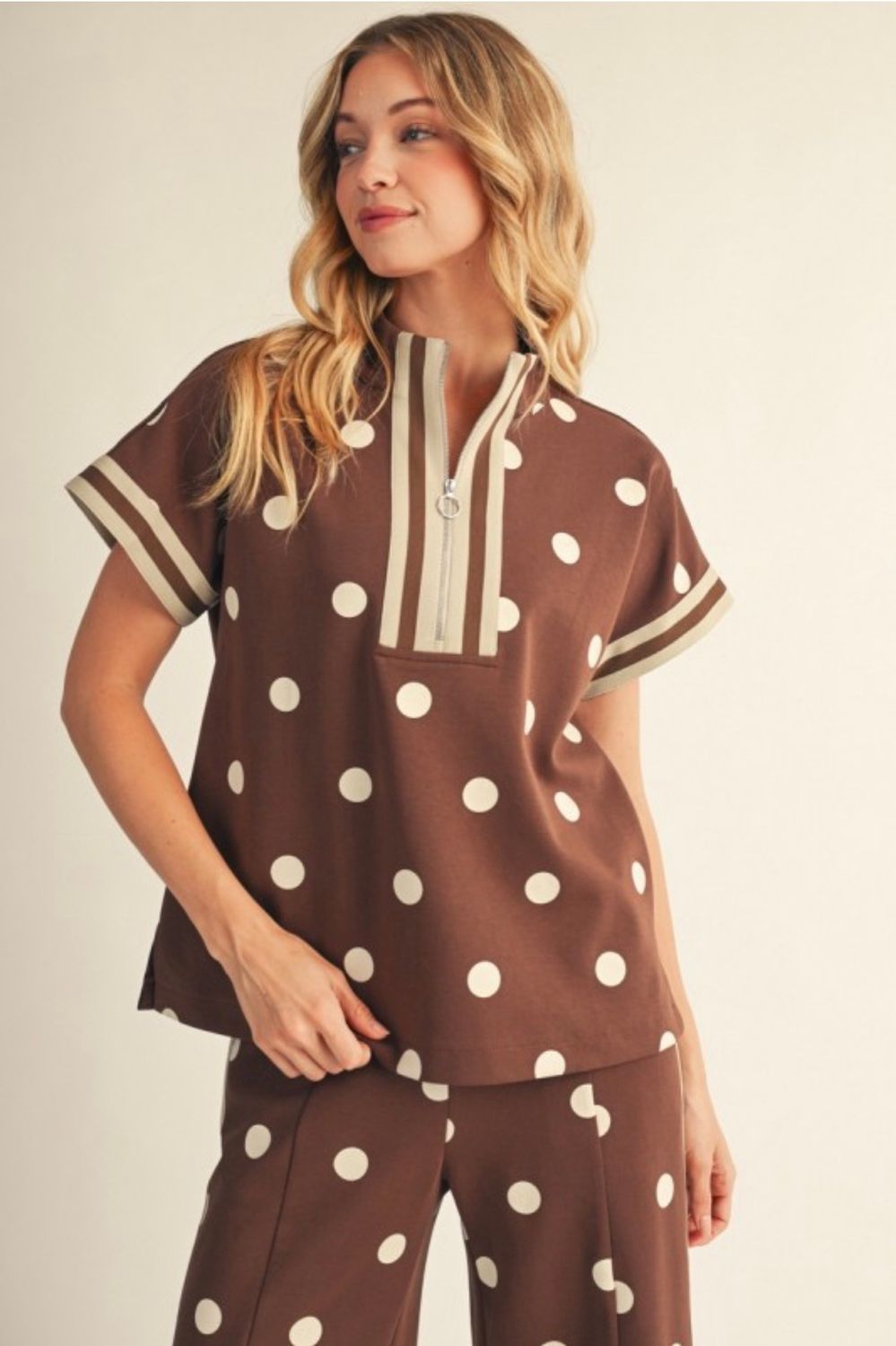 Brown Polka Dot Top