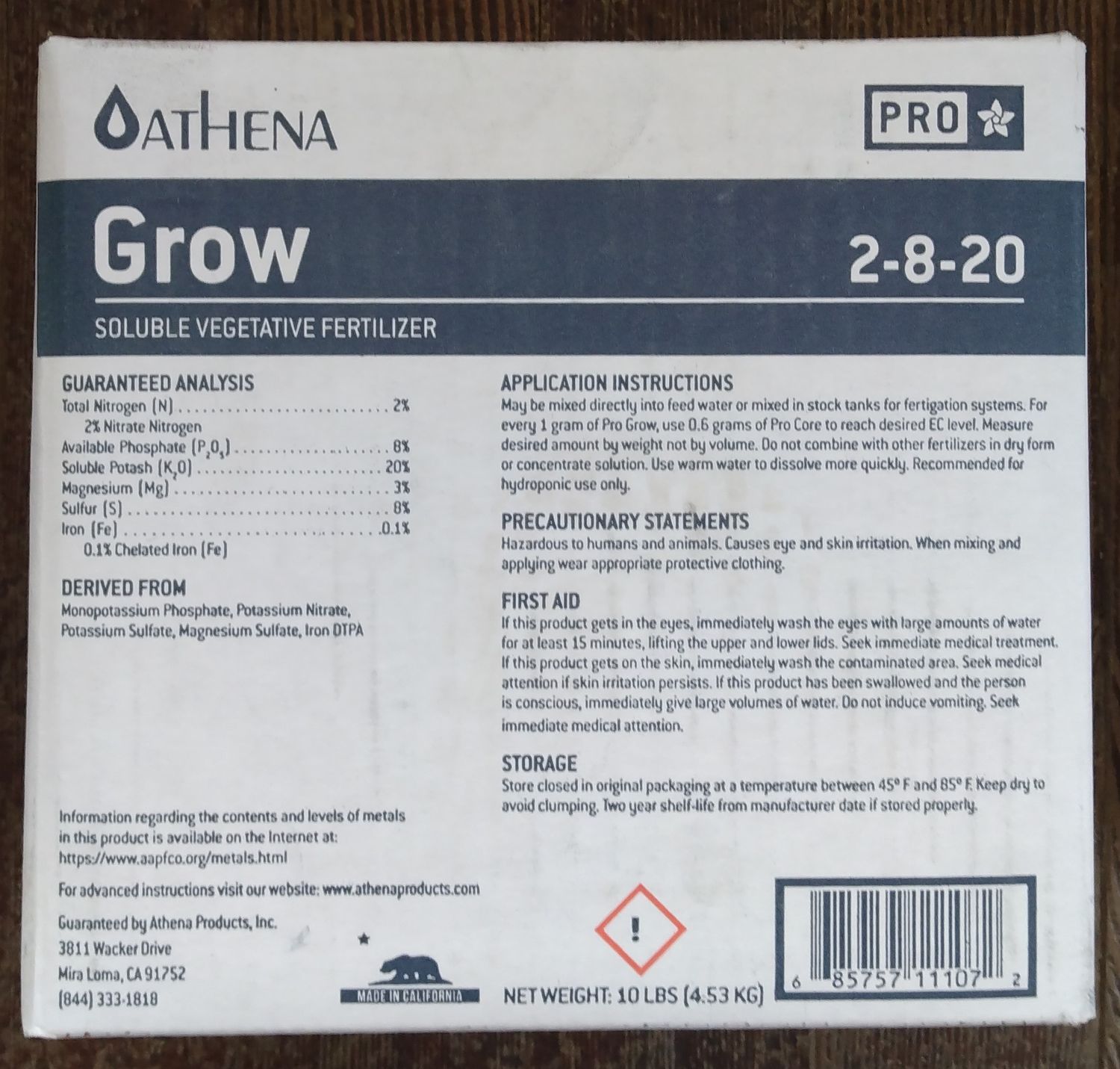 Athena Pro Grow 10lb Box