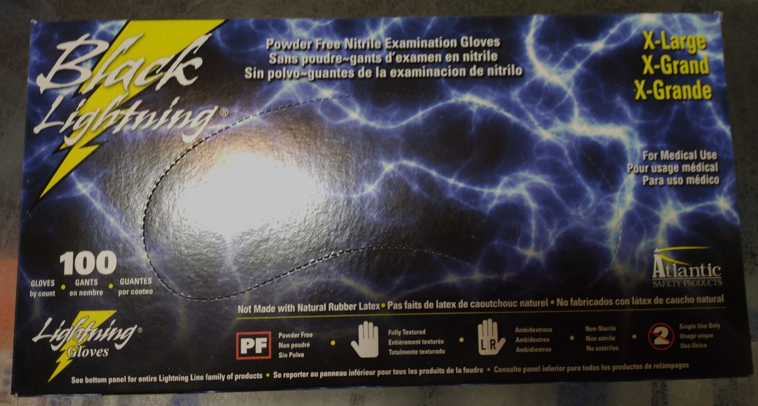 Black Lightning Powder Free Nitrile Gloves, X-Large, 100/box
