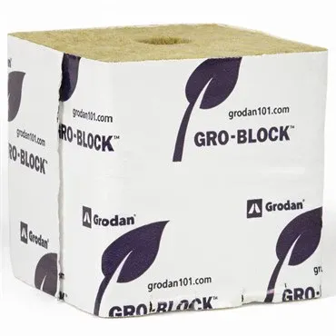 Grodan, 4&quot;X4&quot;X4&quot; w/hole (24/Cs)